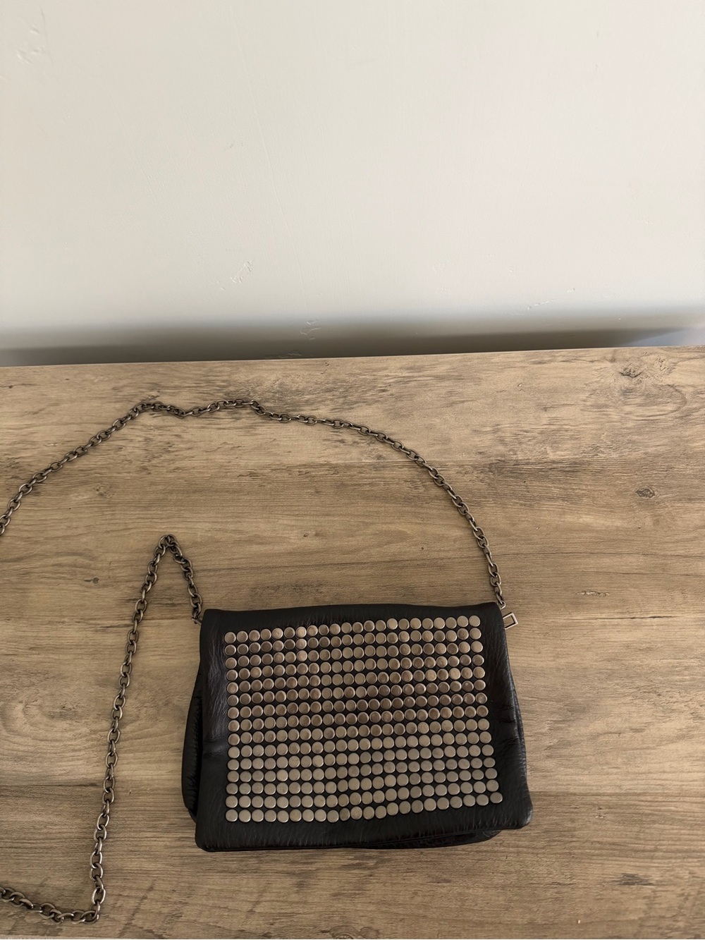 Maurices Black Silver Studded Chain Crossbody Bag